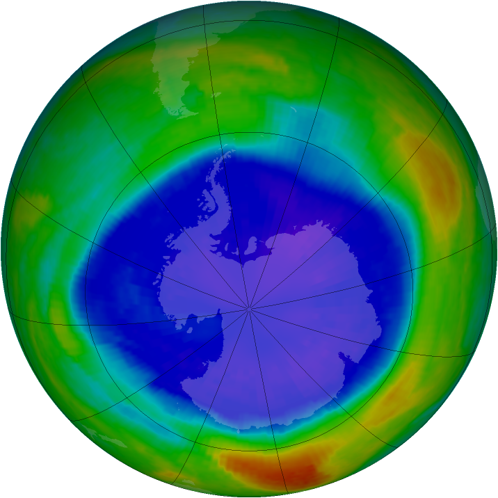 Antarctic ozone map for 09 September 2001